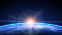 Photo from space of the sun on the earth's horizon to illustrate the article “I Am the Light of the World”