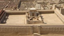 One important story in the Bible of Jesus’ childhood is the time He stayed behind at the temple (temple model photo by David Treybig).