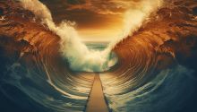 Artist's conception of the parting of the Red Sea to illustrate the article on the Miracles of God
